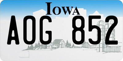 IA license plate AOG852
