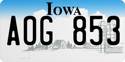 IA license plate AOG853