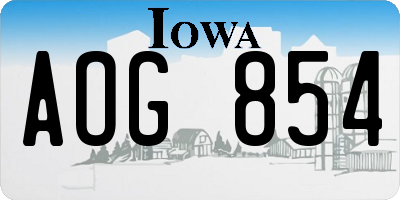IA license plate AOG854