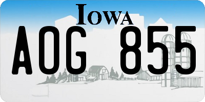 IA license plate AOG855