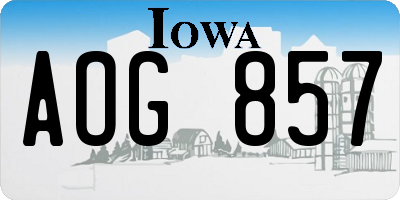 IA license plate AOG857