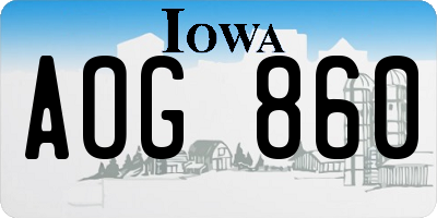 IA license plate AOG860