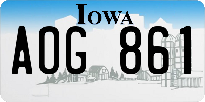 IA license plate AOG861