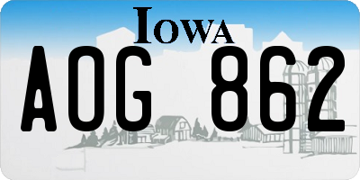 IA license plate AOG862