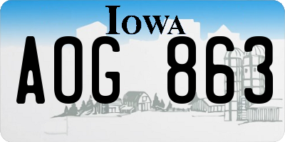 IA license plate AOG863