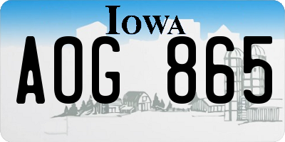 IA license plate AOG865