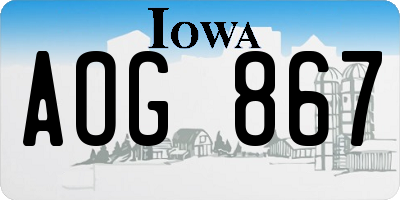 IA license plate AOG867
