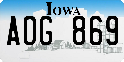 IA license plate AOG869