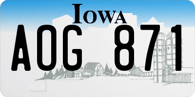 IA license plate AOG871