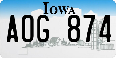 IA license plate AOG874