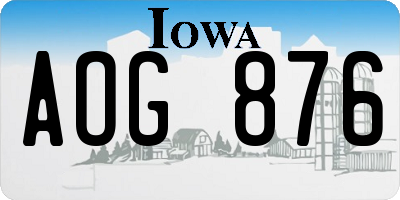 IA license plate AOG876