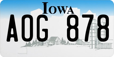 IA license plate AOG878