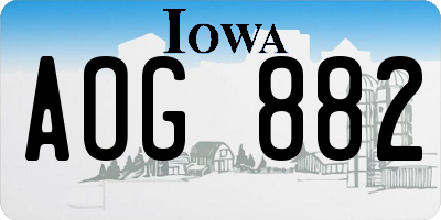 IA license plate AOG882