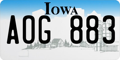 IA license plate AOG883