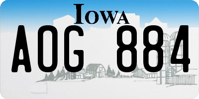 IA license plate AOG884
