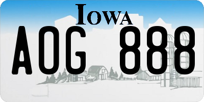 IA license plate AOG888