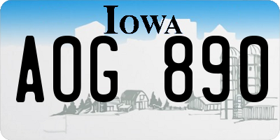IA license plate AOG890