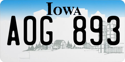 IA license plate AOG893