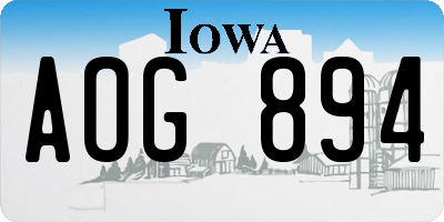 IA license plate AOG894