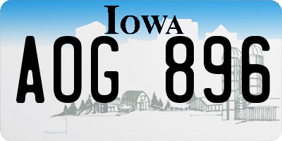 IA license plate AOG896