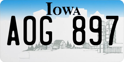 IA license plate AOG897
