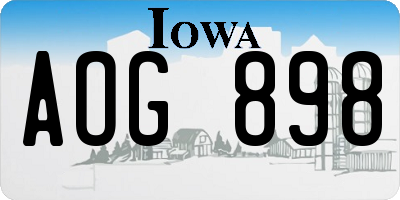IA license plate AOG898