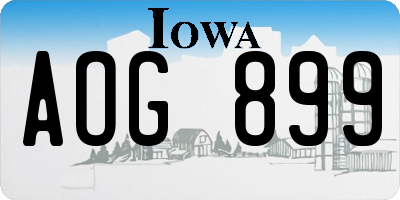 IA license plate AOG899