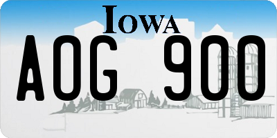 IA license plate AOG900