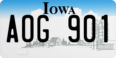 IA license plate AOG901