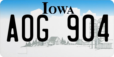 IA license plate AOG904