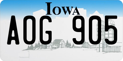 IA license plate AOG905