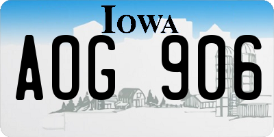 IA license plate AOG906