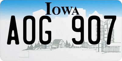 IA license plate AOG907