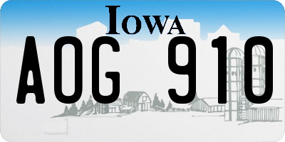IA license plate AOG910