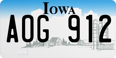 IA license plate AOG912