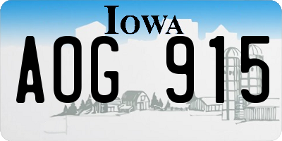 IA license plate AOG915