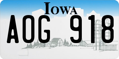 IA license plate AOG918