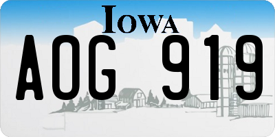 IA license plate AOG919
