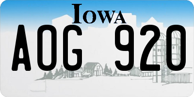 IA license plate AOG920