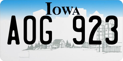 IA license plate AOG923
