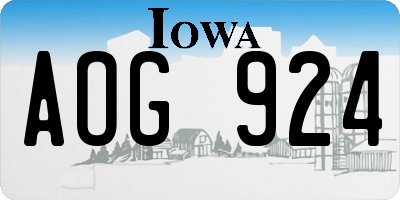 IA license plate AOG924