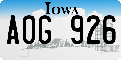 IA license plate AOG926