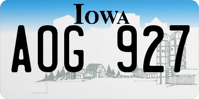 IA license plate AOG927