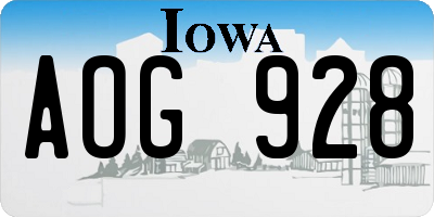 IA license plate AOG928
