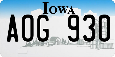 IA license plate AOG930