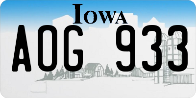 IA license plate AOG933