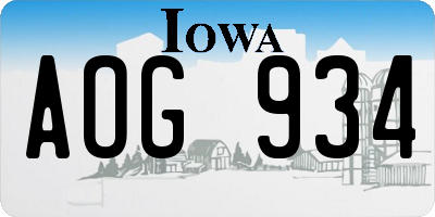 IA license plate AOG934
