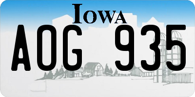 IA license plate AOG935