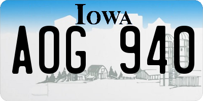 IA license plate AOG940