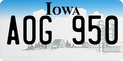 IA license plate AOG950